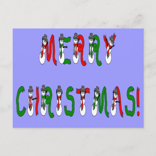 Briefkaart voor Merry Kerstmis Snowman Font (Voorkant)
