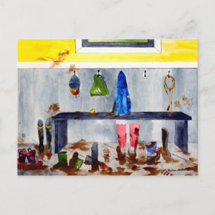 briefkaart voor modderlaarzen