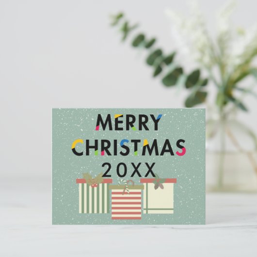 Briefkaart voor moderne kerstcadeaudozen (Staand voorkant)