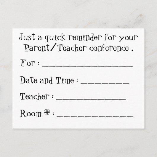 Briefkaart voor moederdocent-conferentie Chalkboar (Achterkant)