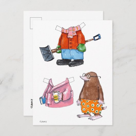 Briefkaart voor mole-papierdollar (Voorkant / Achterkant)