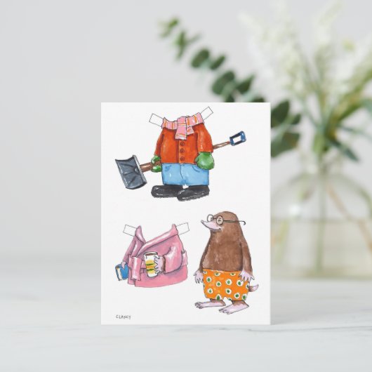 Briefkaart voor mole-papierdollar (Staand voorkant)