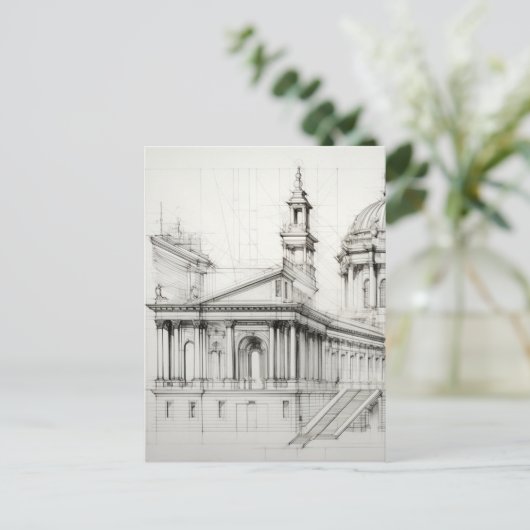 Briefkaart voor neoklassieke architectuur (Staand voorkant)