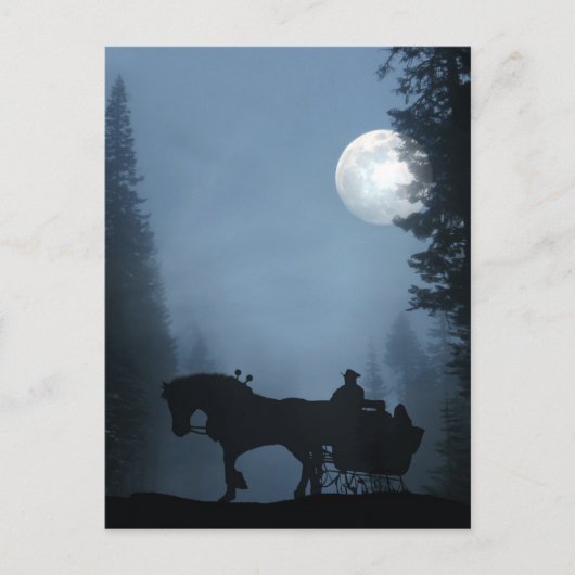 Briefkaart voor paarden en slee-vakanties (Voorkant)