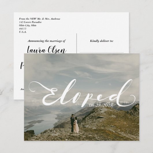 Briefkaart voor persoonlijke bekendmaking via Elop (Voorkant / Achterkant)