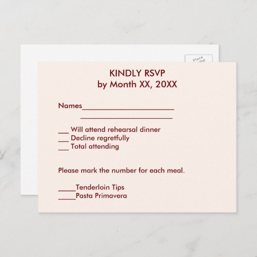 Briefkaart voor persoonlijke weddenschappen en roo (Voorkant / Achterkant)