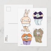 Briefkaart voor poppen van konijnenpapier (Voorkant / Achterkant)