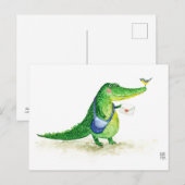 Briefkaart voor postovergangen met Cute Green Croc (Voorkant / Achterkant)