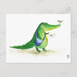 Briefkaart voor postovergangen met Cute Green Croc