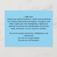 Briefkaart voor President Trump