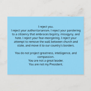 Briefkaart voor President Trump