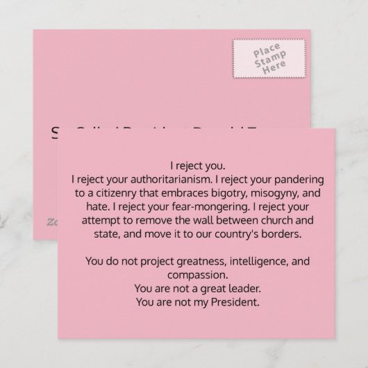 Briefkaart voor President Trump (Voorkant / Achterkant)