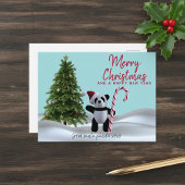Briefkaart voor prettige kerstfeestdagen in Panda