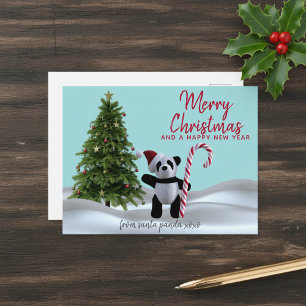 Briefkaart voor prettige kerstfeestdagen in Panda