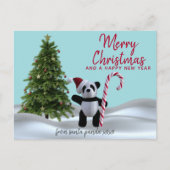 Briefkaart voor prettige kerstfeestdagen in Panda (Voorkant)