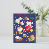 Briefkaart voor prettige kerstkalveren (Staand voorkant)