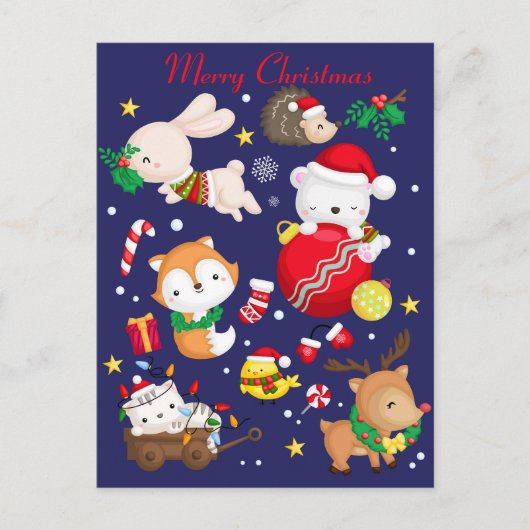 Briefkaart voor prettige kerstkalveren (Voorkant)