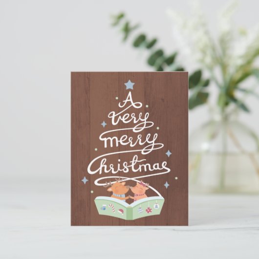 Briefkaart voor prettige kersttypografie (Staand voorkant)