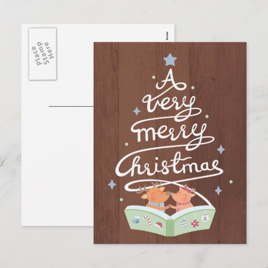 Briefkaart voor prettige kersttypografie (Voorkant / Achterkant)