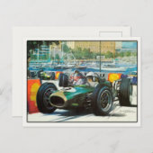 Briefkaart voor races met motor in stijl (Voorkant / Achterkant)