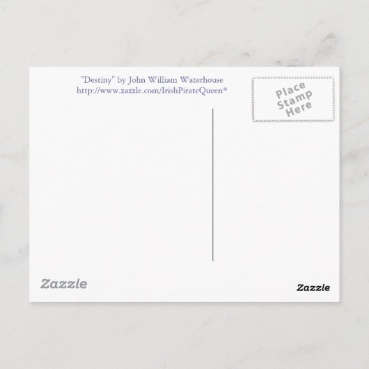 Briefkaart vóór Raphaelite van bestemming door J W (Achterkant)