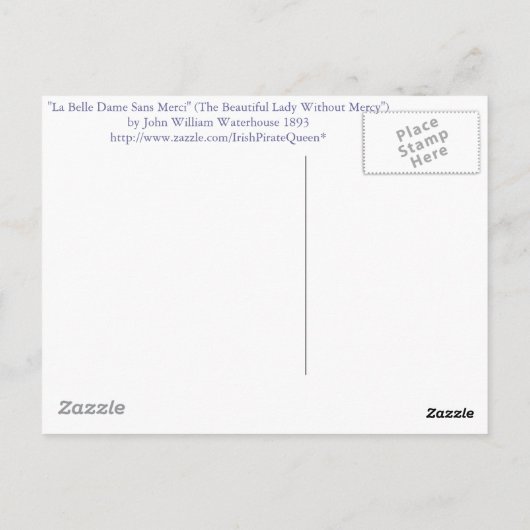 Briefkaart voor Raphaelite van John William Waterh (Achterkant)
