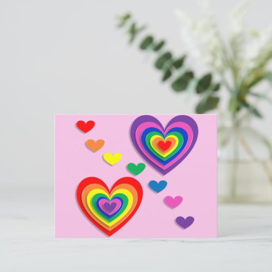 Briefkaart voor regenboogharten (Staand voorkant)