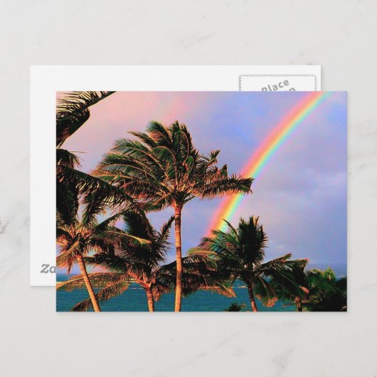 Briefkaart voor regenboogscènes in Hawaiian (Voorkant / Achterkant)