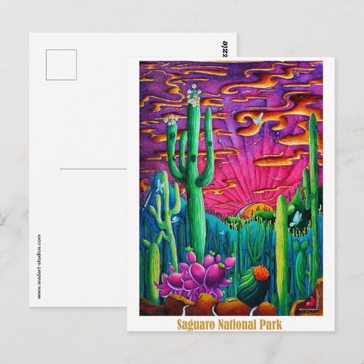 Briefkaart voor reiskunst in het nationaal park Sa (Voorkant / Achterkant)