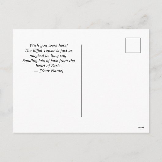 Briefkaart voor reizen (Achterkant)