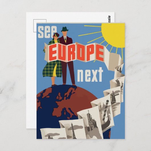 Briefkaart voor reizen in Europa (Voorkant / Achterkant)