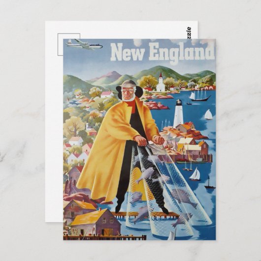 Briefkaart voor reizen in New England (Voorkant / Achterkant)