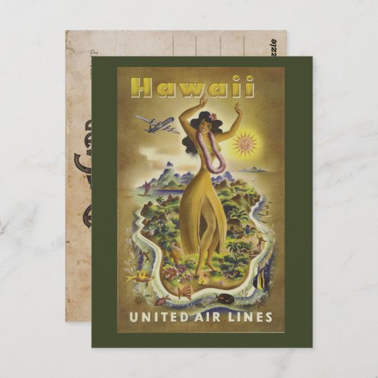  Briefkaart voor reizen naar Hawaïti (Voorkant / Achterkant)