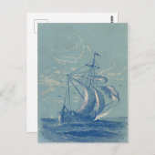 Briefkaart voor reizen per boot (Voorkant / Achterkant)