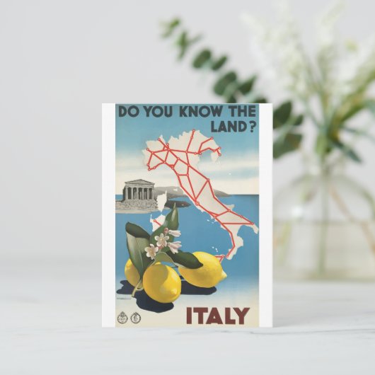 Briefkaart voor reizen tussen Italië en Lemons Vin (Staand voorkant)