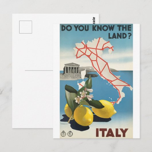 Briefkaart voor reizen tussen Italië en Lemons Vin (Voorkant / Achterkant)