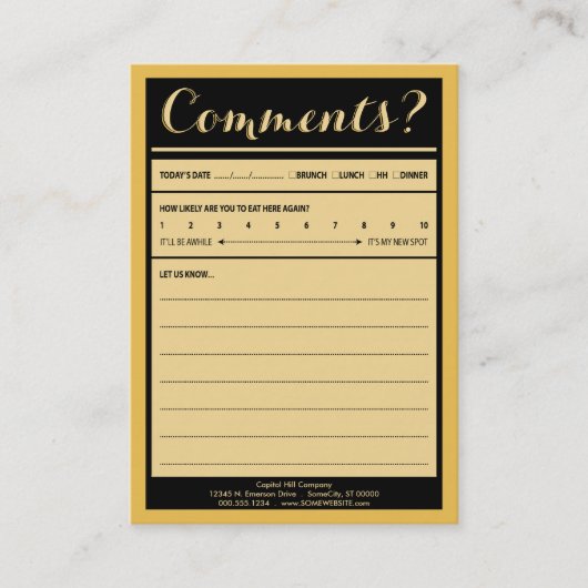 briefkaart voor restaurant visitekaartje (Voorkant)