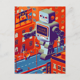 briefkaart voor robotinvasie