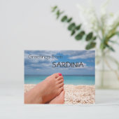 Briefkaart voor rotstekst op het strand van Sardin (Staand voorkant)