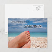Briefkaart voor rotstekst op het strand van Sardin (Voorkant / Achterkant)
