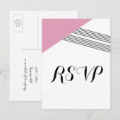 Briefkaart voor roze geometrische stripe respons (Voorkant / Achterkant)