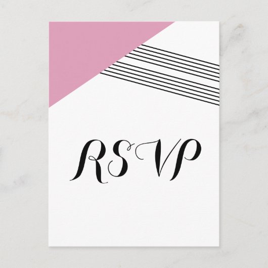 Briefkaart voor roze geometrische stripe respons (Voorkant)