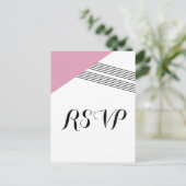 Briefkaart voor roze geometrische stripe respons (Staand voorkant)