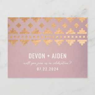 Briefkaart voor roze Zuidwest-Gleam Wedding Reply