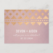 Briefkaart voor roze Zuidwest-Gleam Wedding Reply (Voorkant)