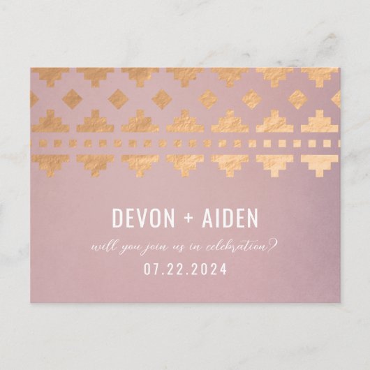 Briefkaart voor roze Zuidwest-Gleam Wedding Reply (Voorkant)