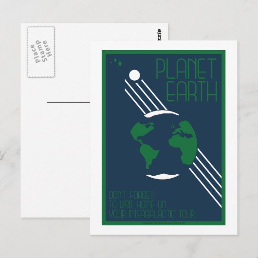 Briefkaart voor ruimtevaart - Aarde (Voorkant / Achterkant)