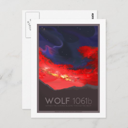 Briefkaart voor ruimtevaart - Wolf 1061b (Voorkant / Achterkant)