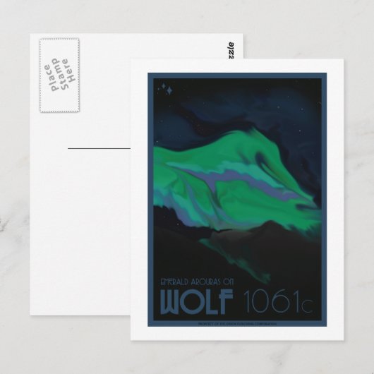 Briefkaart voor ruimtevaart - Wolf 1061c (Voorkant / Achterkant)