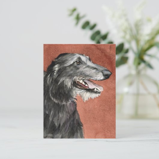 Briefkaart voor Scottish Deerhound Dog Art (Staand voorkant)